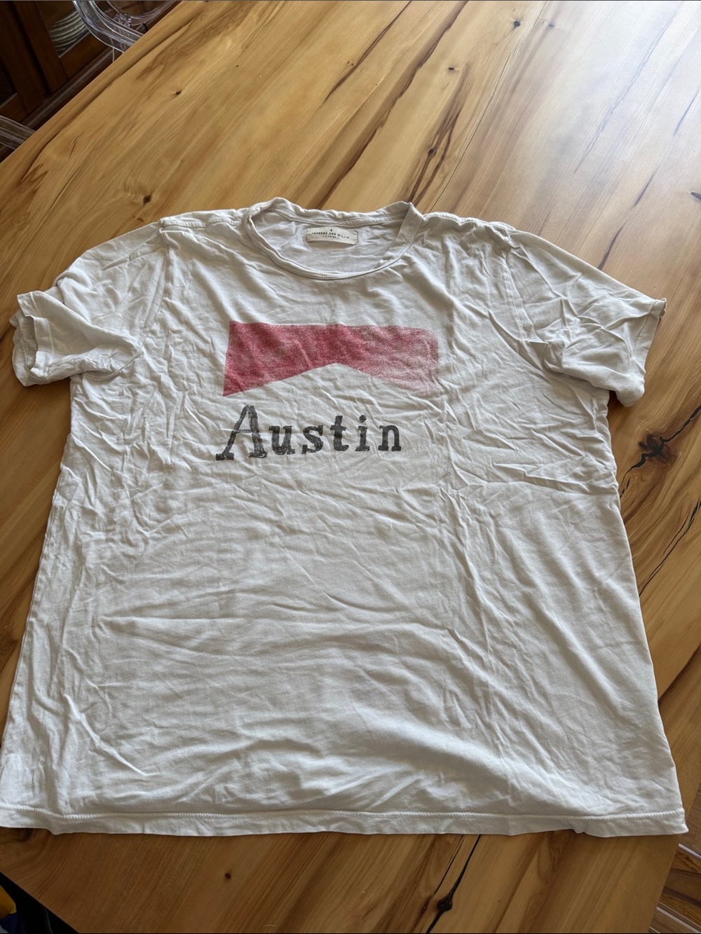 imogene + willie White Tee with Red Graphic - Austin Print